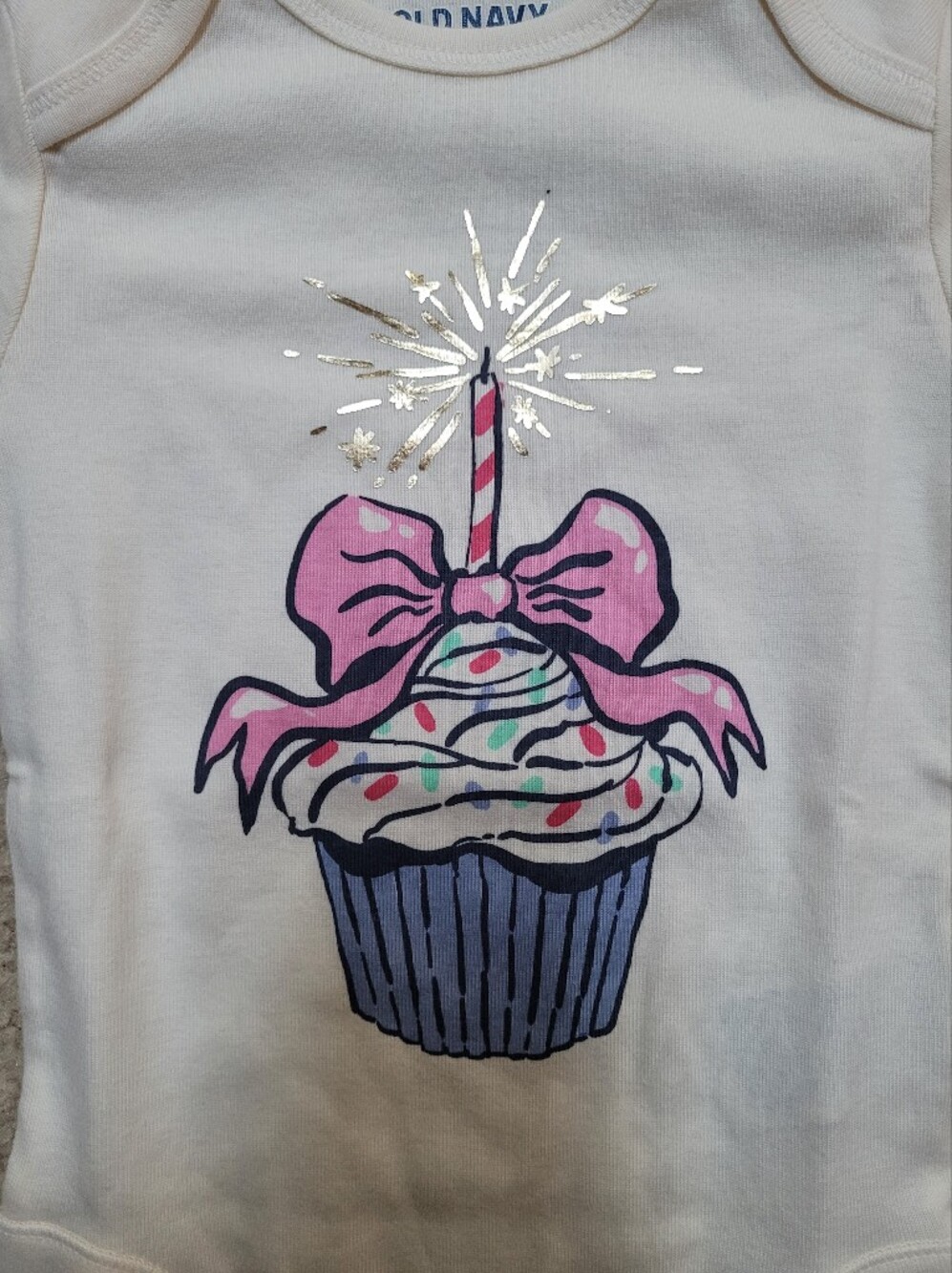 Old Navy Cream Baby Girl 1st Birthday Cupcake 12-18 Months - Picture 2 of 4